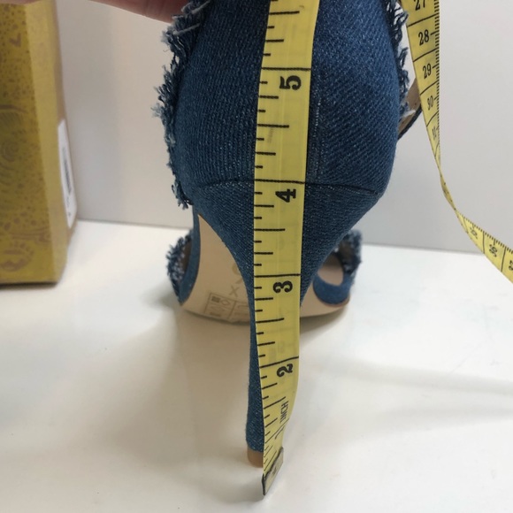 HP! Mix No. 6 Pavia Denim Ankle Strap Frayed Heels NWT Women’s Size 7.5 - Picture 10 of 11
